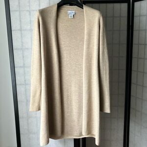 Ann Taylor LOFT Wool Blend Cardigan Knit Sweater Casual Beige Tan Long